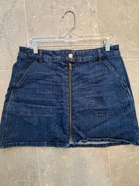 Madewell Dark Blue Front-Zip Denim Mini Skirt